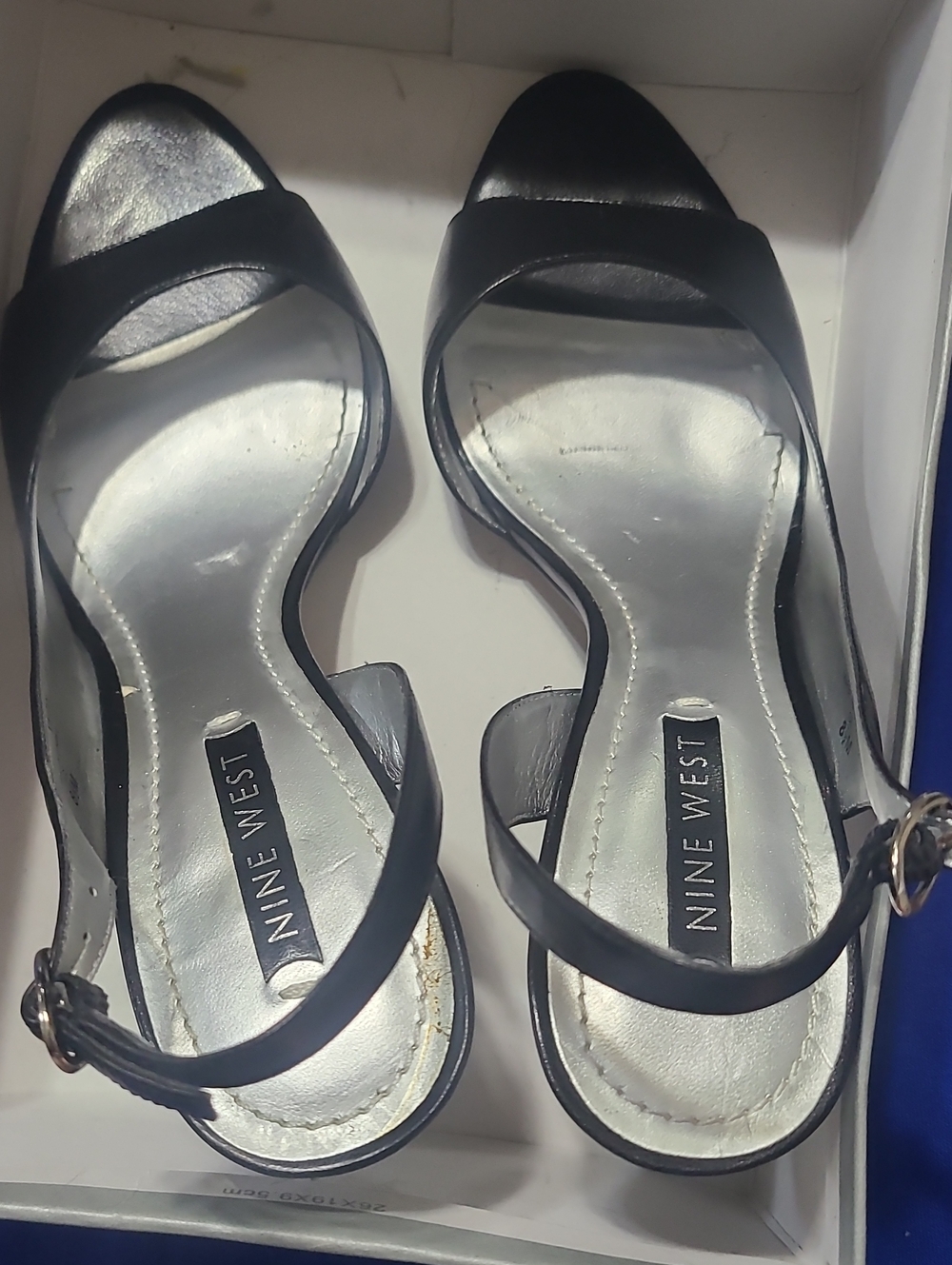 Nine West Black Open-Toe Ankle Strap Heels